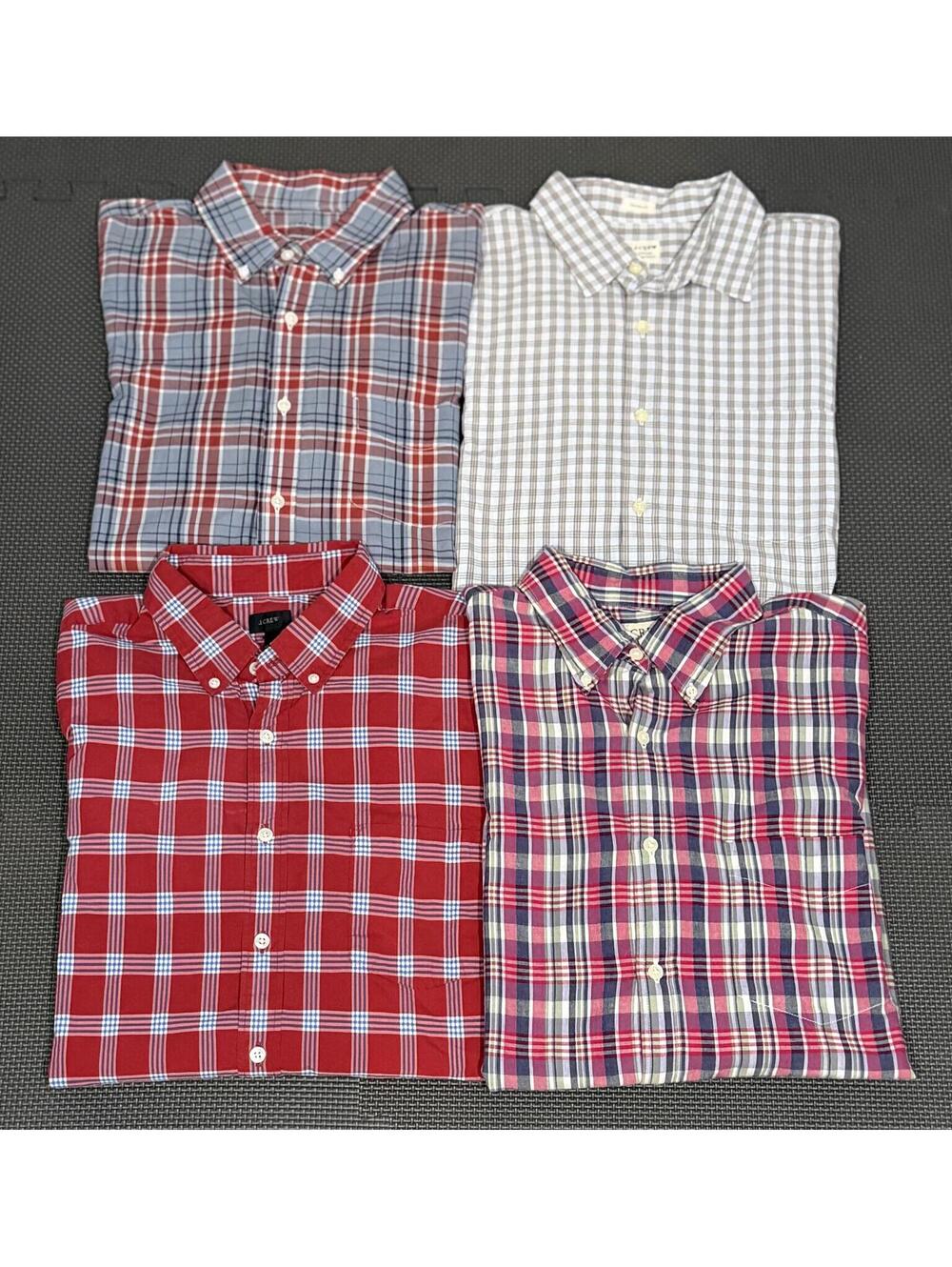 Bundle of 4 J.Crew Men's Size Large Long Sleeve Button-Down Plaid Casual Shirts